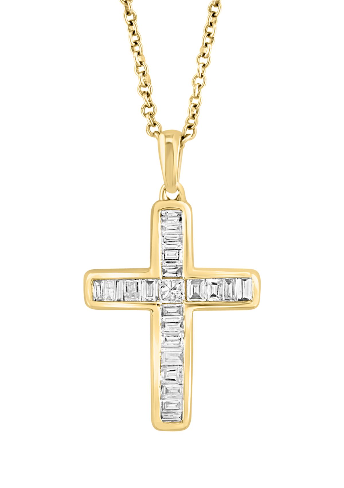 1/2 ct. t.w. Diamond Cross Necklace in 14K Yellow Gold