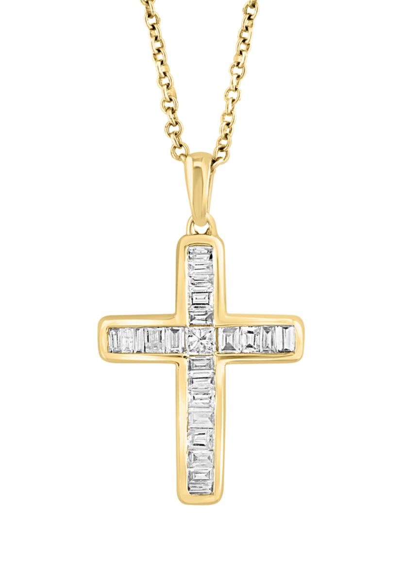 1/2 ct. t.w. Diamond Cross Necklace in 14K Yellow Gold