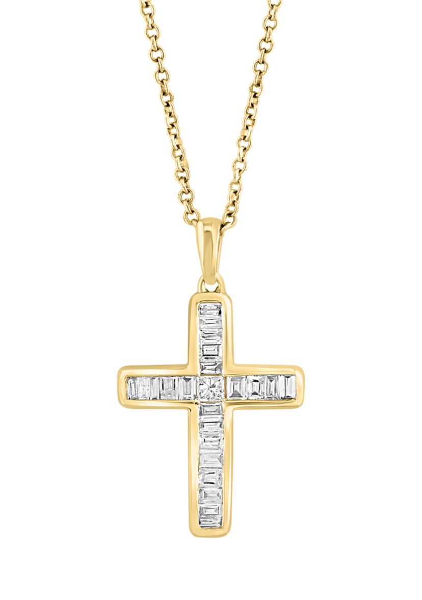 1/2 ct. t.w. Diamond Cross Necklace in 14K Yellow Gold