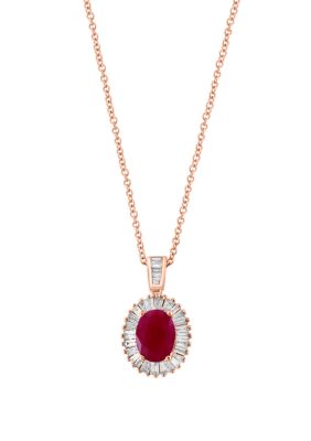 Effy 1/3 Ct. T.w. Diamond, Natural Ruby Pendant Necklace In 14K Rose Gold