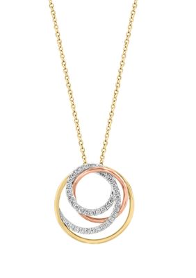 Effy 1/4 Ct. T.w. Diamond Pendant Necklace In 14K White, Yellow, And Rose Gold, 16 In -  0191120791067