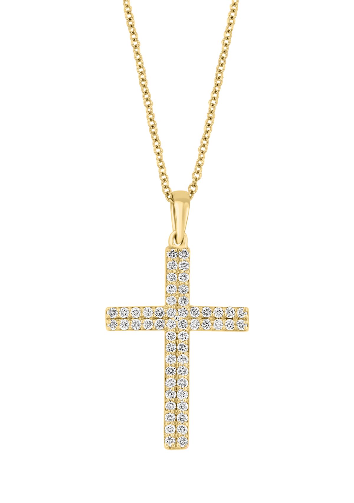 1/2 ct. t.w. Diamond Cross Necklace in 14K Yellow Gold 