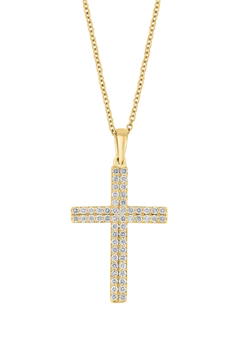 1/2 ct. t.w. Diamond Cross Necklace in 14K Yellow Gold 