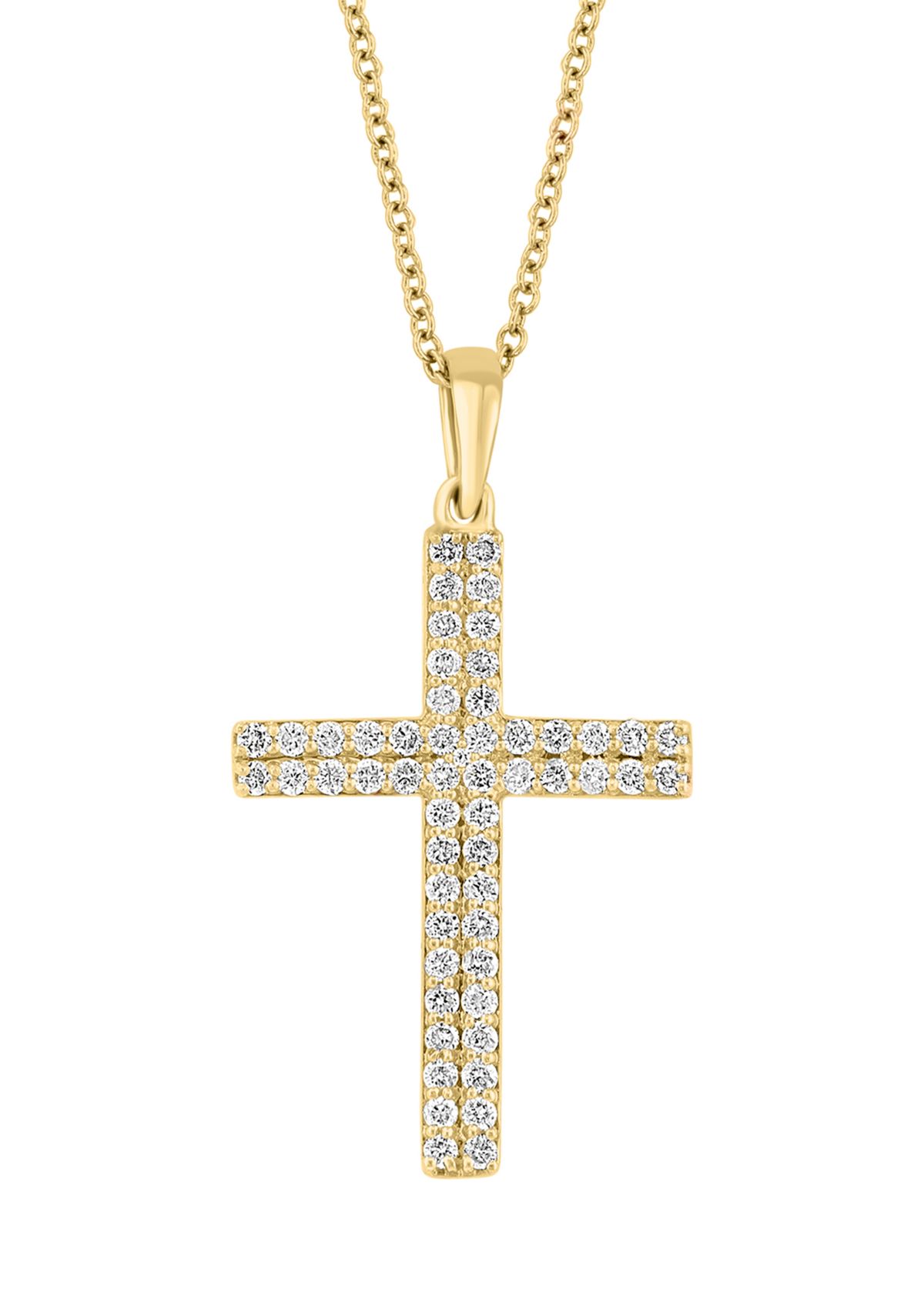 1/2 ct. t.w. Diamond Cross Necklace in 14K Yellow Gold 