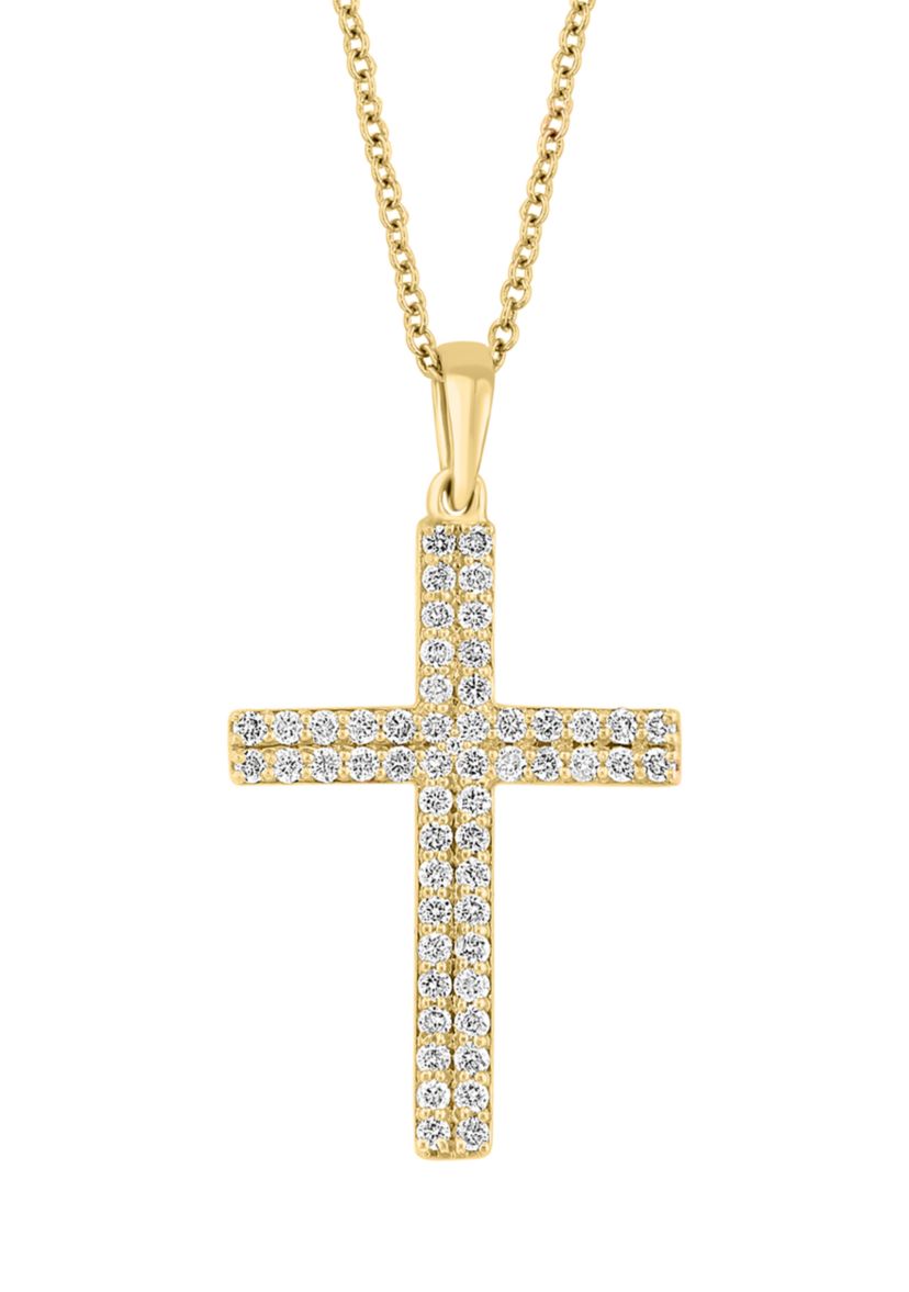 1/2 ct. t.w. Diamond Cross Necklace in 14K Yellow Gold 