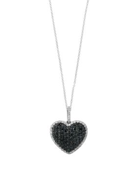 Effy 1 65 Ct T W Black Diamond Heart Pendant Necklace In 14k White Gold Belk