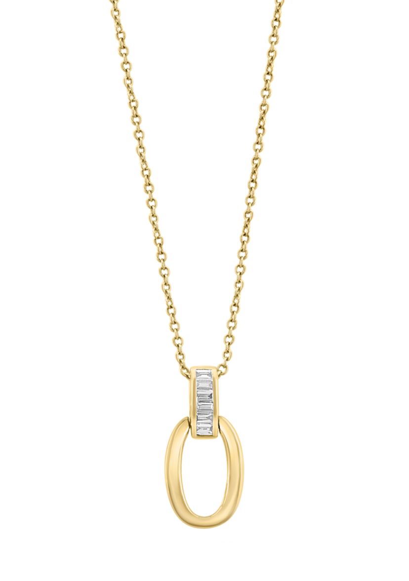 1/10 ct. t.w. Diamond Oval Necklace in 14K Yellow Gold