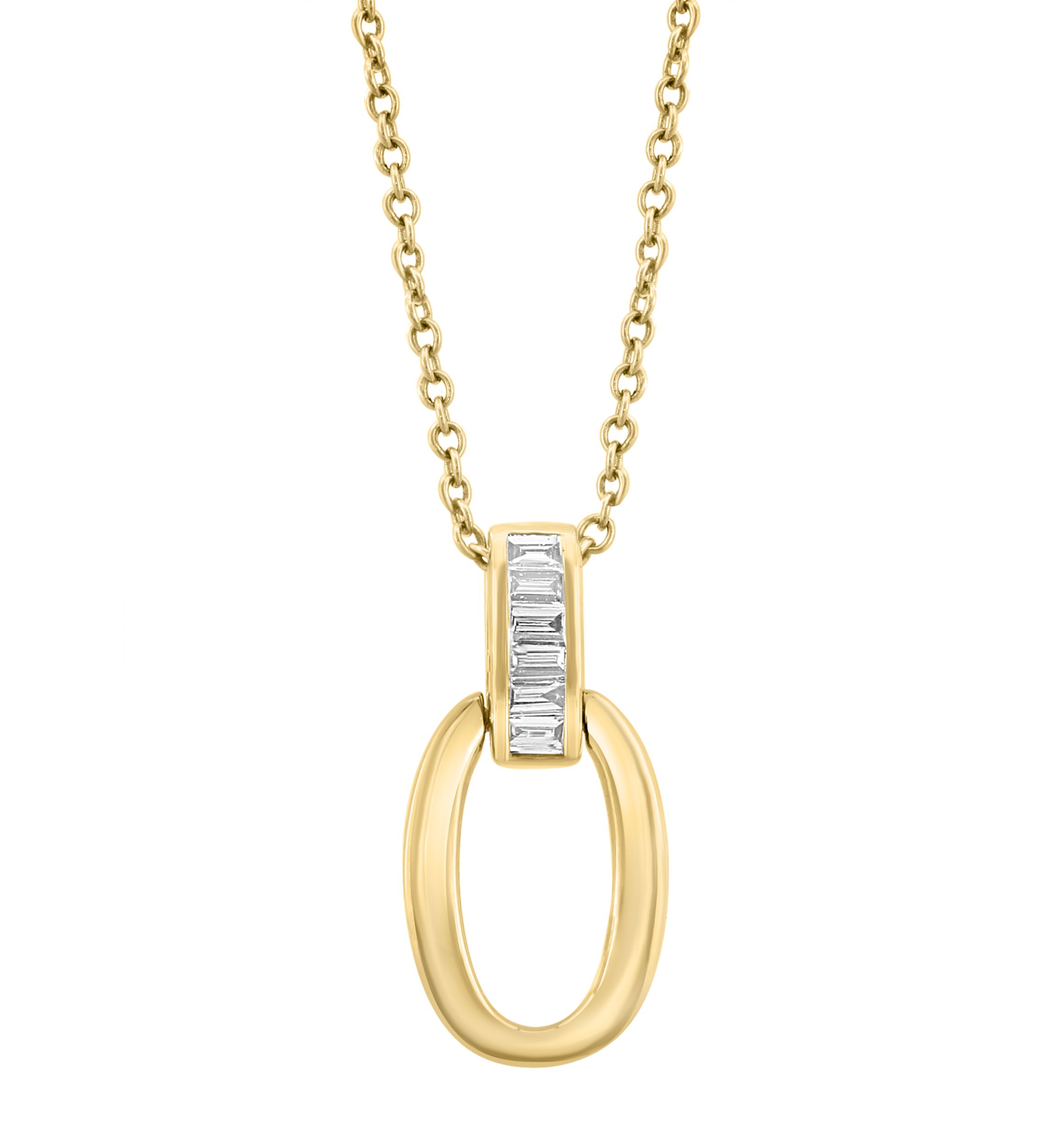 1/10 ct. t.w. Diamond Oval Necklace in 14K Yellow Gold