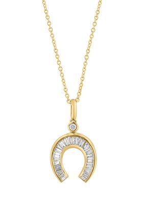 Effy 1/3 Ct. T.w. Diamond Horseshoe Pendant Necklace In 14K Yellow Gold