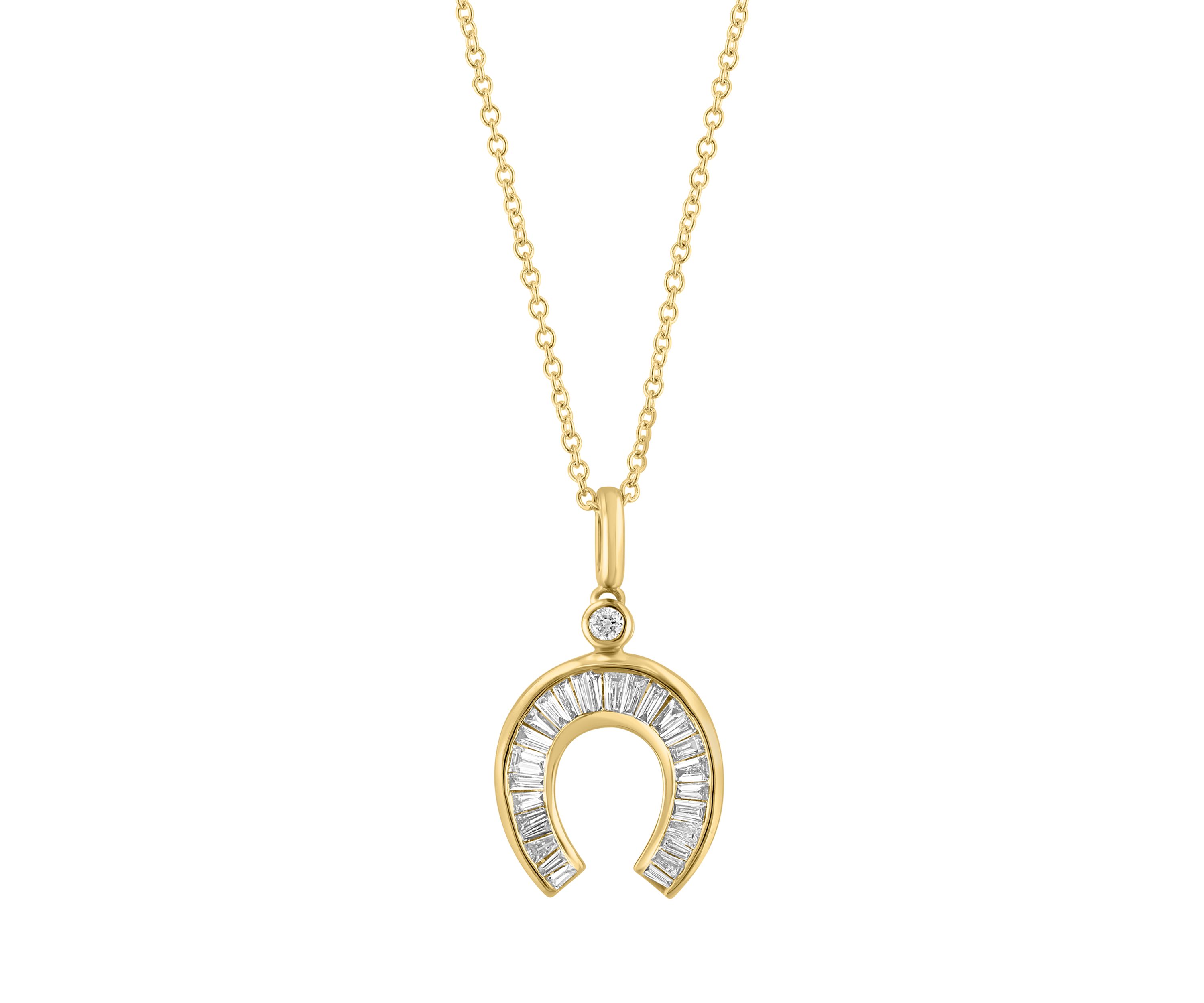 1/3 ct. t.w. Diamond Horseshoe Pendant Necklace in 14K Yellow Gold