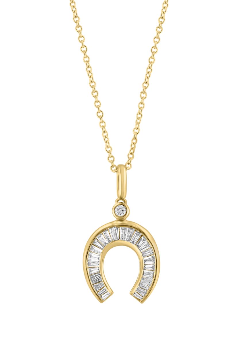 1/3 ct. t.w. Diamond Horseshoe Pendant Necklace in 14K Yellow Gold