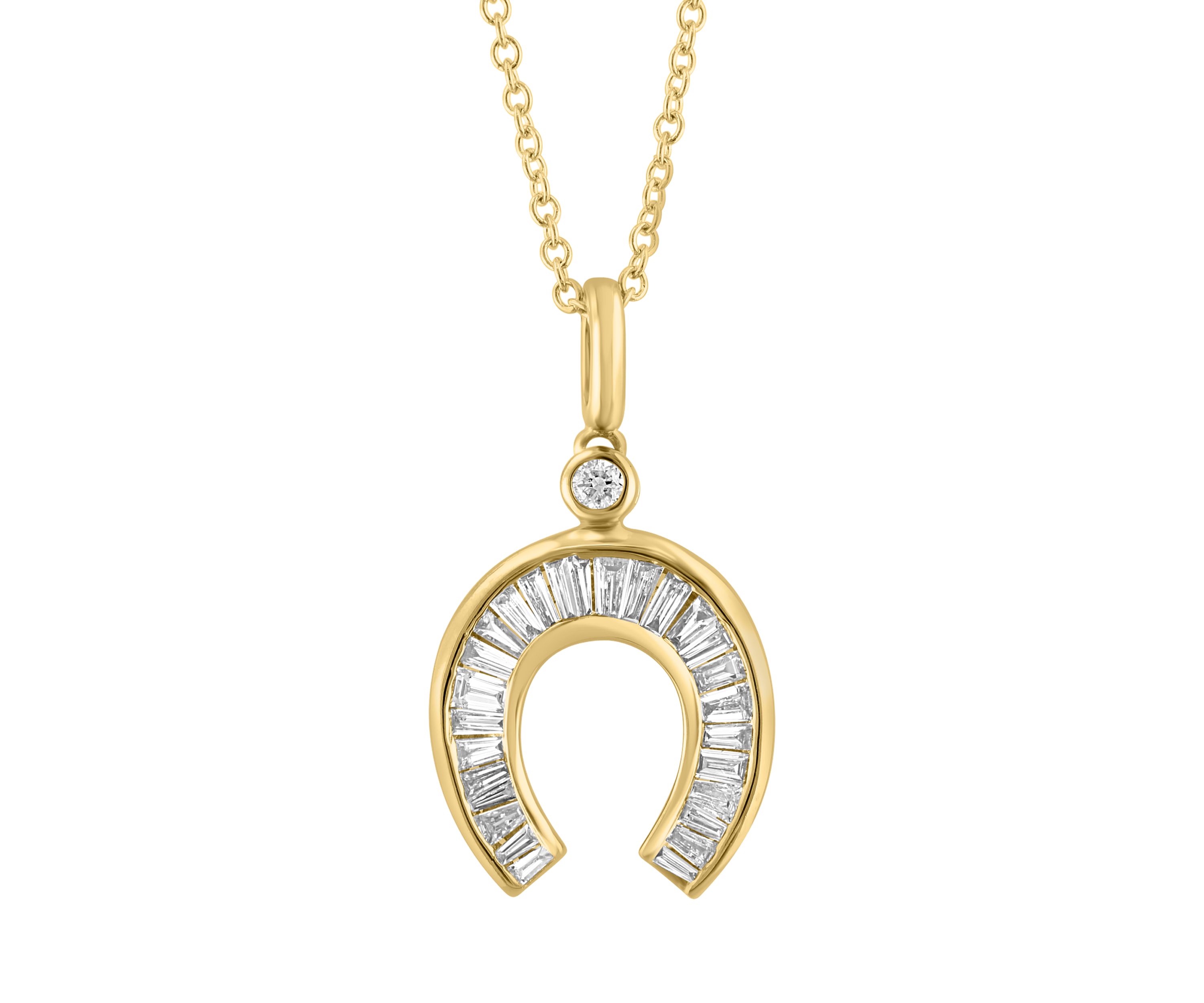 1/3 ct. t.w. Diamond Horseshoe Pendant Necklace in 14K Yellow Gold