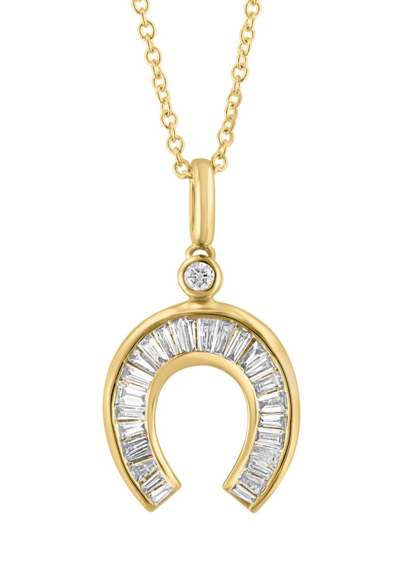 1/3 ct. t.w. Diamond Horseshoe Pendant Necklace in 14K Yellow Gold