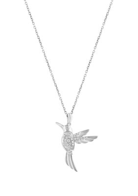 Effy 1/5 ct. t.w. Diamond Hummingbird Pendant Necklace in Sterling Silver, 16 in