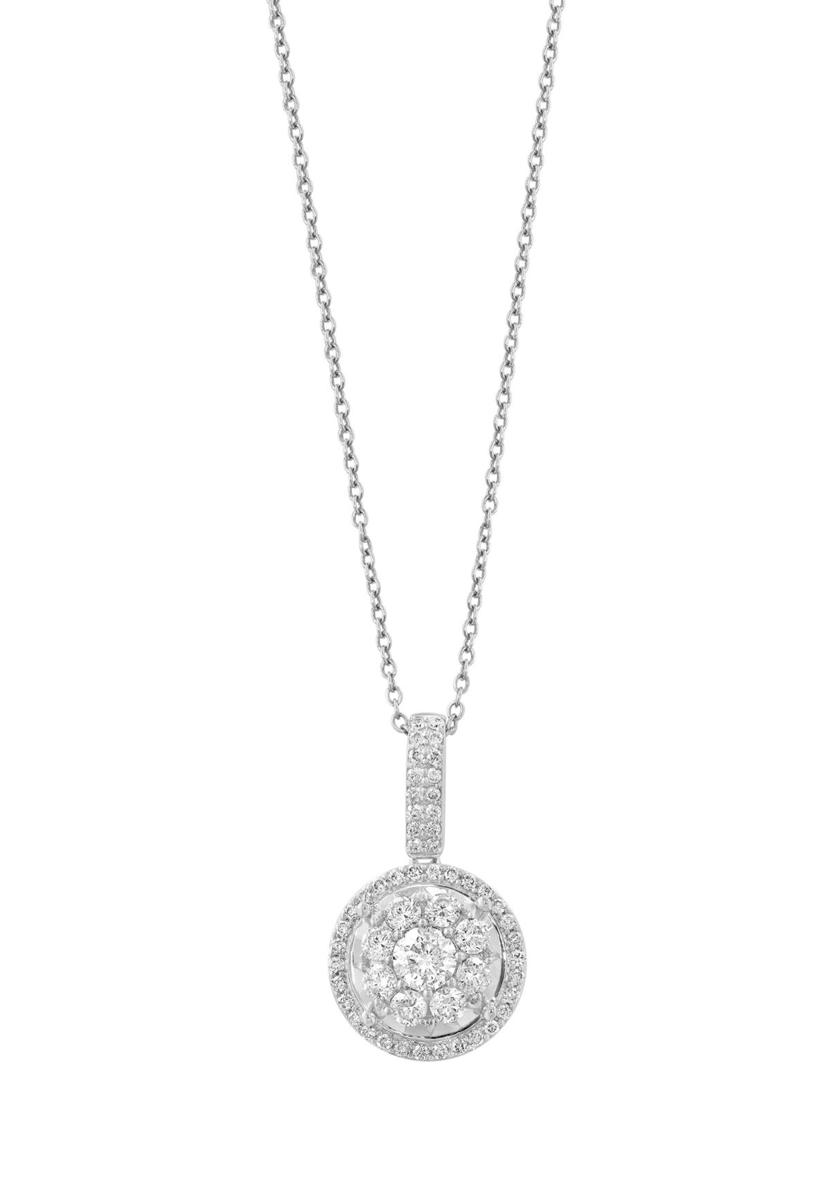 14K White Gold Diamond Pendant 