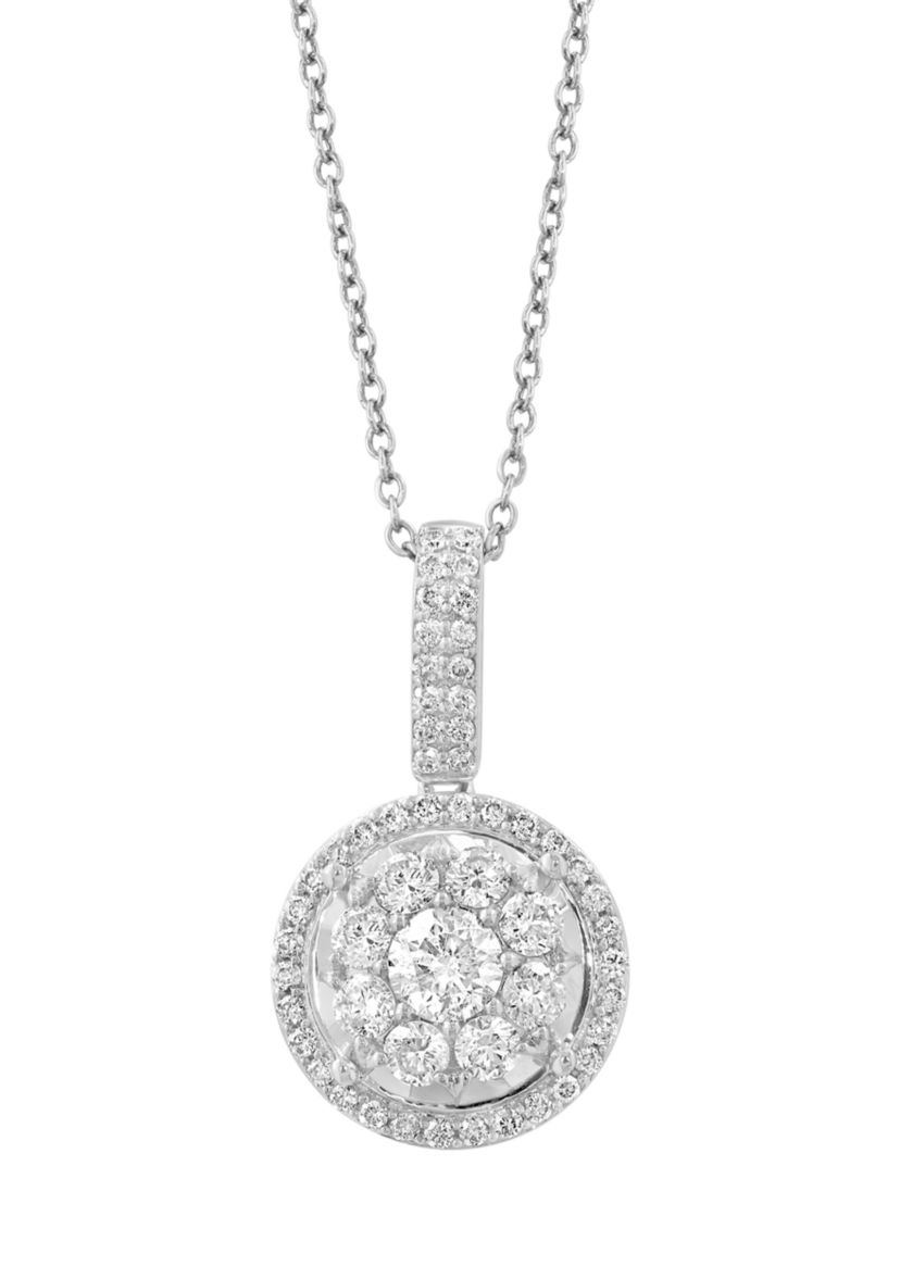 14K White Gold Diamond Pendant 