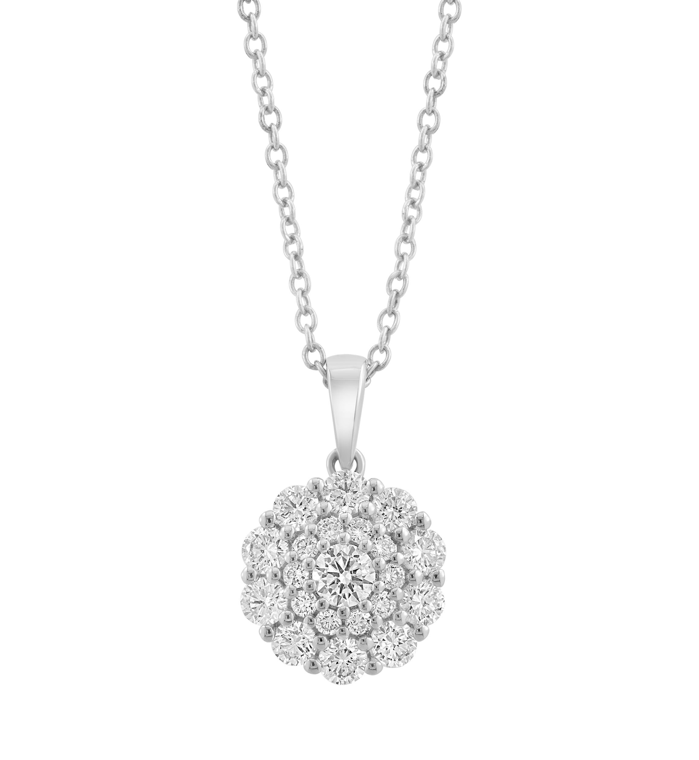 14K White Gold Diamond Pendant 