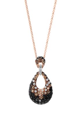 Effy 3/4 Ct. T.w. Multi Diamond Pendant Necklace In 14K Rose Gold
