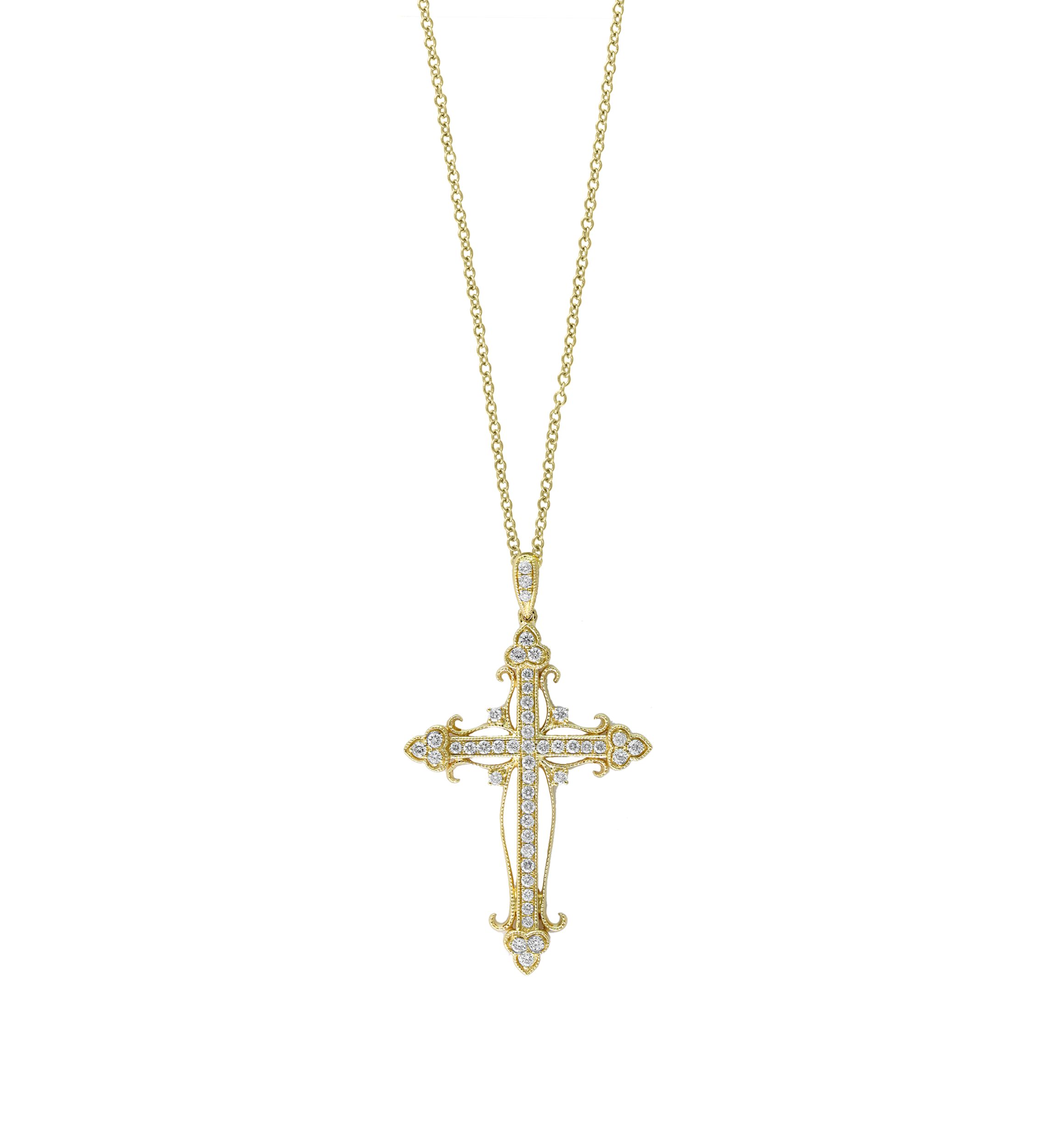 1/3 ct. t.w. Diamond Cross Necklace in 14k Yellow Gold