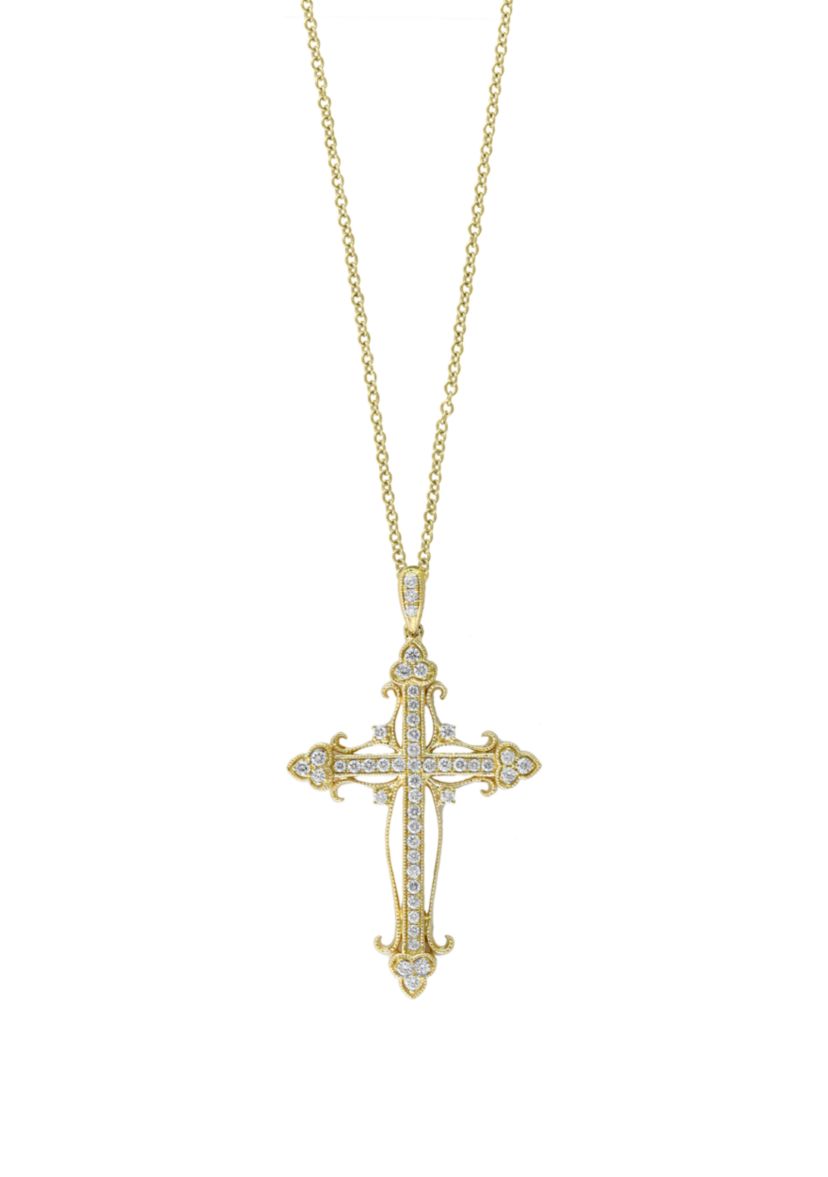 1/3 ct. t.w. Diamond Cross Necklace in 14k Yellow Gold