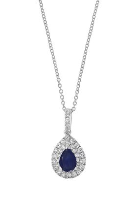 Effy 1/2 Ct. T.w. Diamond And 3/4 Ct. T.w. Sapphire Pendant Necklace In 14K White Gold, 16 In -  0191120250786
