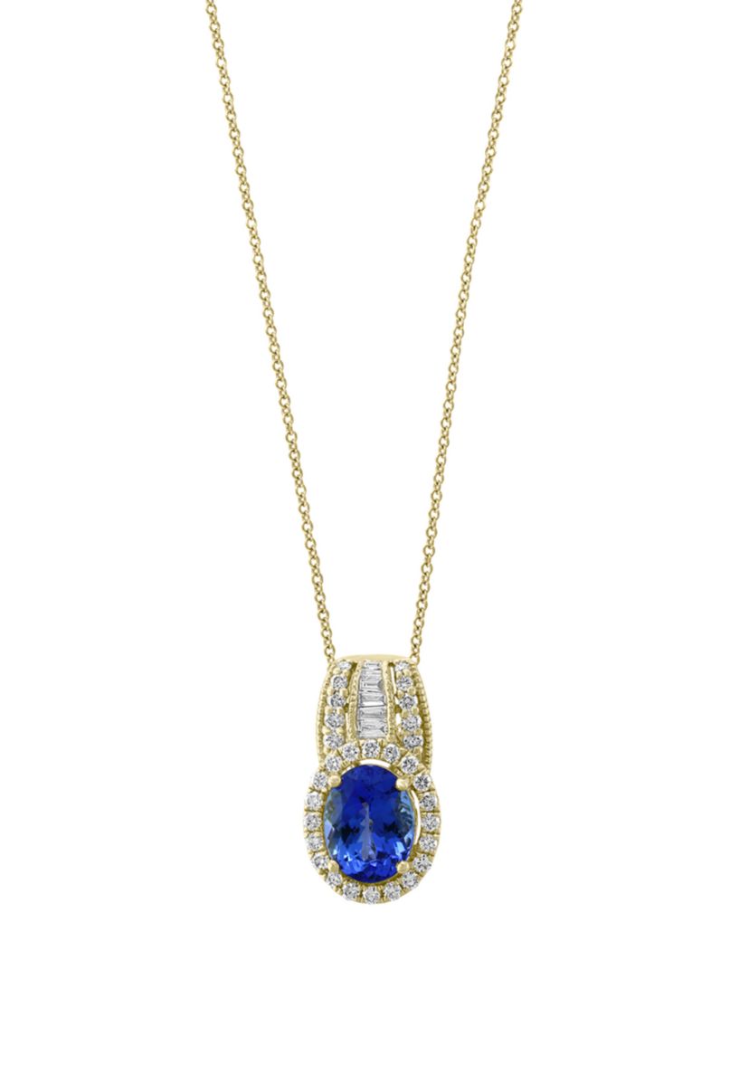 1.8 ct. t.w. Tanzanite and 3/8 ct. t.w. Diamond Pendant in 14k Yellow Gold
