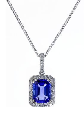 Effy® 1/4 ct. t.w. Diamond and 1.33 ct. t.w. Tanzanite Pendant Necklace ...