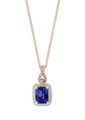 Effy 3/8 ct. t.w. Diamond and 1.9 ct. t.w. Tanzanite Pendant Necklace in 14K Two-Tone Gold, 16 in