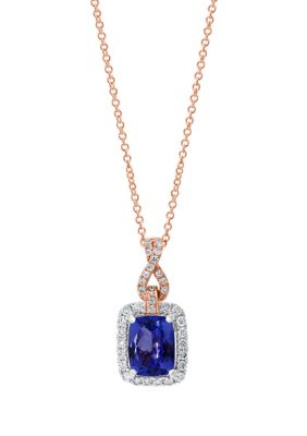 Effy 3/8 Ct. T.w. Diamond And 1.9 Ct. T.w. Tanzanite Pendant Necklace In 14K Two-Tone Gold