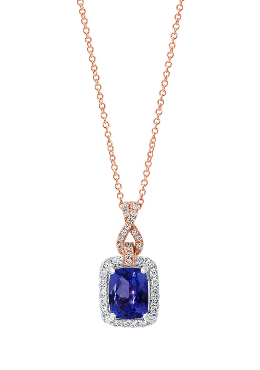 3/8 ct. t.w. Diamond and 1.9 ct. t.w. Tanzanite Pendant Necklace in 14K Two-Tone Gold 