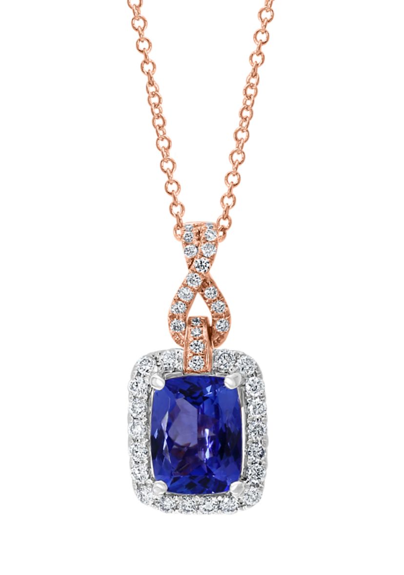 3/8 ct. t.w. Diamond and 1.9 ct. t.w. Tanzanite Pendant Necklace in 14K Two-Tone Gold 