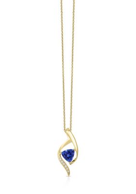 Effy 1/2 Ct. T.w. Diamond And 1.42 Ct. T.w. Tanzanite RoyalÃ© Pendant Necklace In 14K Yellow Gold, 16 In -  0607649816049