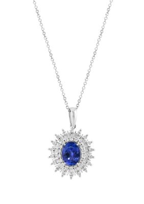 Effy 1/5 ct. t.w. Diamond, 1.71 ct. t.w. Tanzanite Pendant Necklace in 14K White Gold -  5400452YCWDZ84DZ3