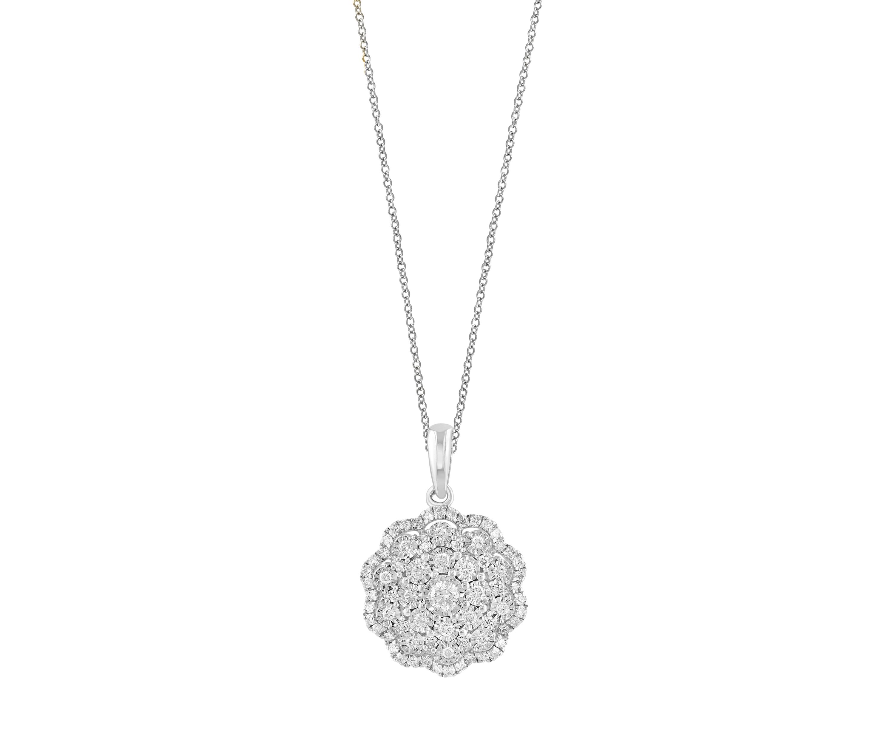  14K White Gold Diamond Pendant 