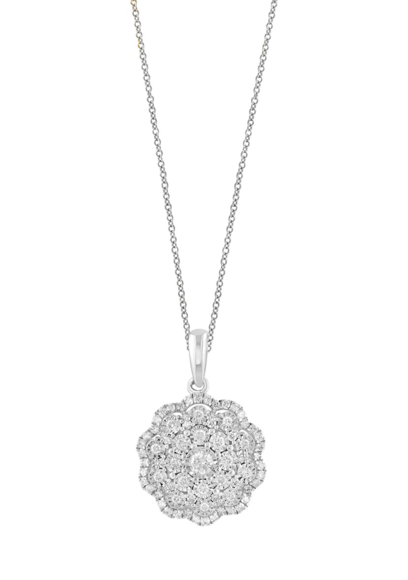  14K White Gold Diamond Pendant 
