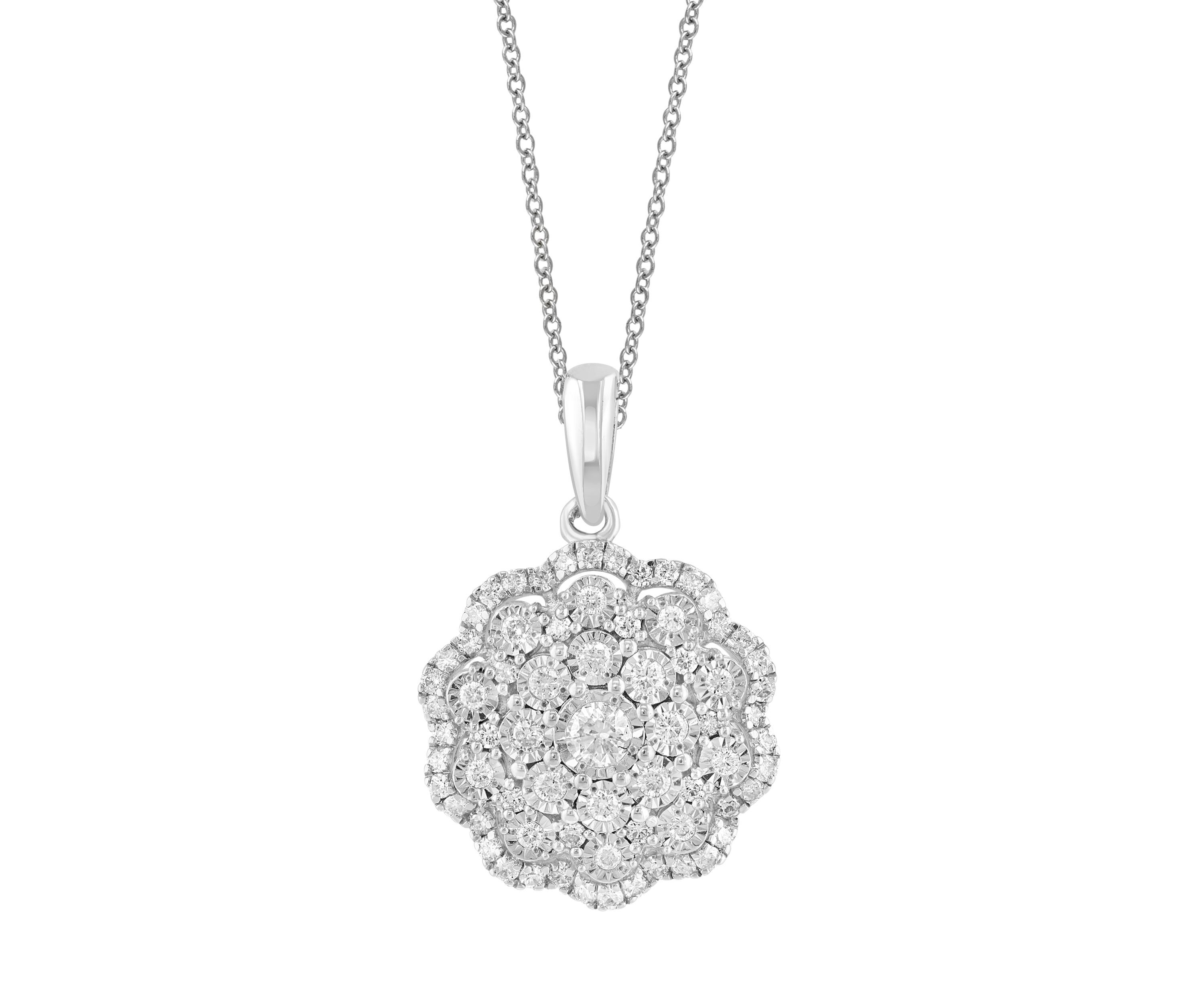 14K White Gold Diamond Pendant 