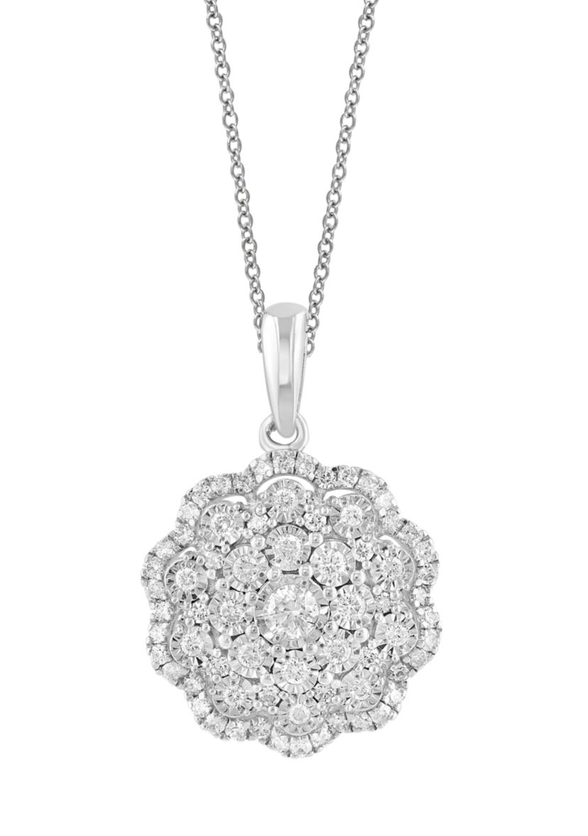  14K White Gold Diamond Pendant 