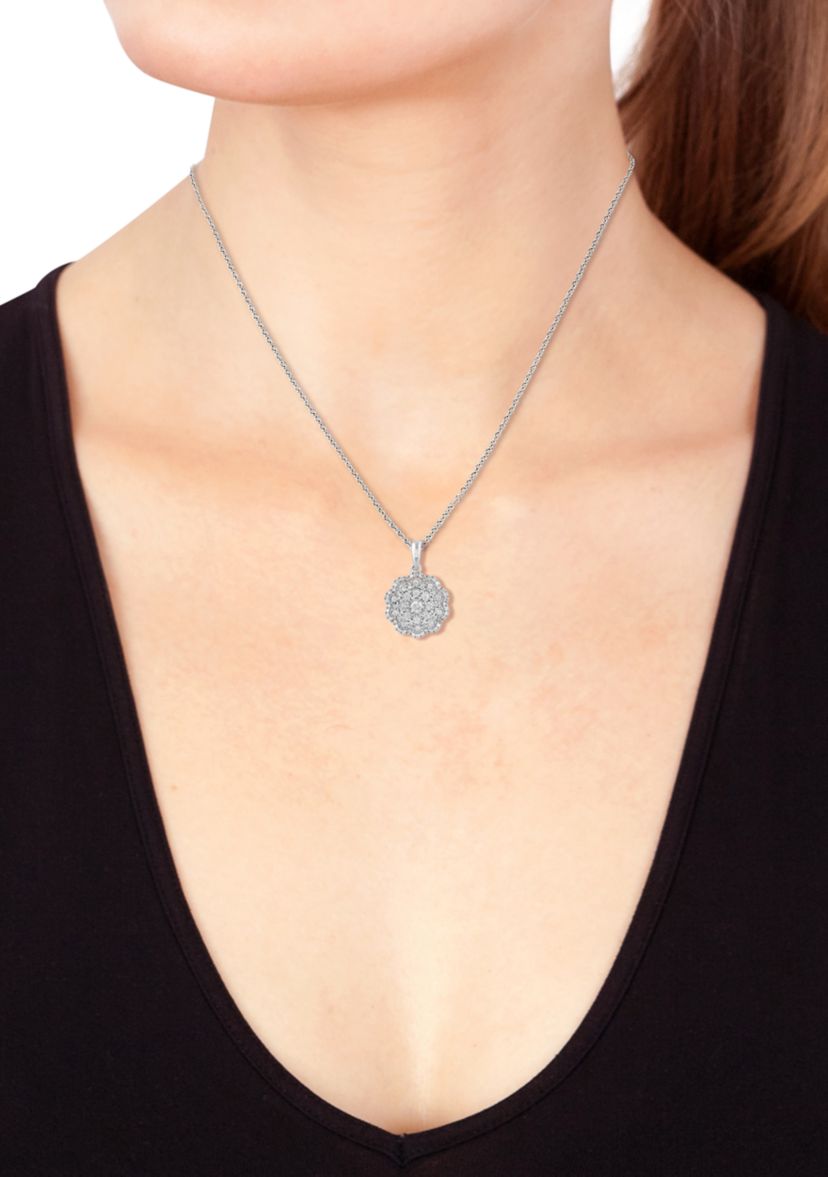  14K White Gold Diamond Pendant 