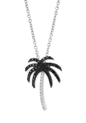 Effy Black Diamond Pendant Necklace In Sterling Silver