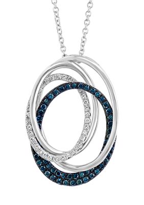 Effy 1/2 Ct. T.w. Diamond Bella Blue Pendant Necklace In 14K White Gold