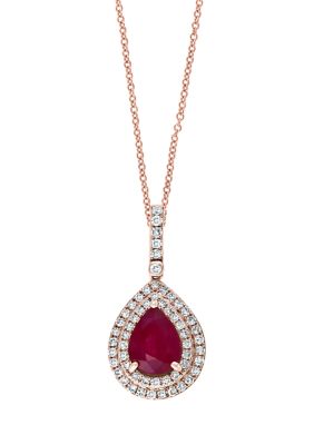 Effy Diamond And Natural Ruby Pendant Necklace In 14K Rose Gold