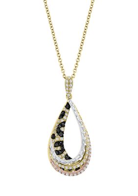 Effy 5/8 Ct. T.w. Multi Diamond Pendant Necklace In 14K Tri-Tone Gold