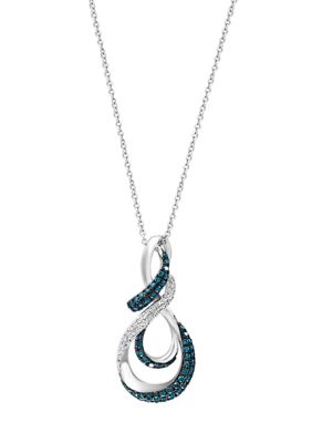 Effy 14K White Gold Diamond Blue Diamond Pendant