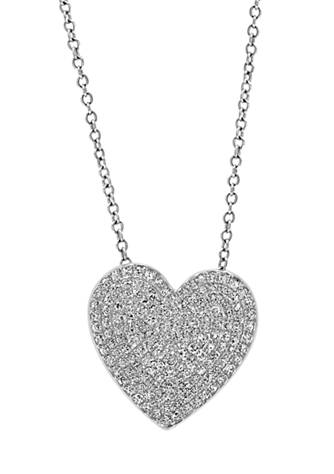 HN Jewels 0.12 Ct Round Cut Sim Diaomnd Heart Mom Pendant With 18 Chain 14K White Gold Plated