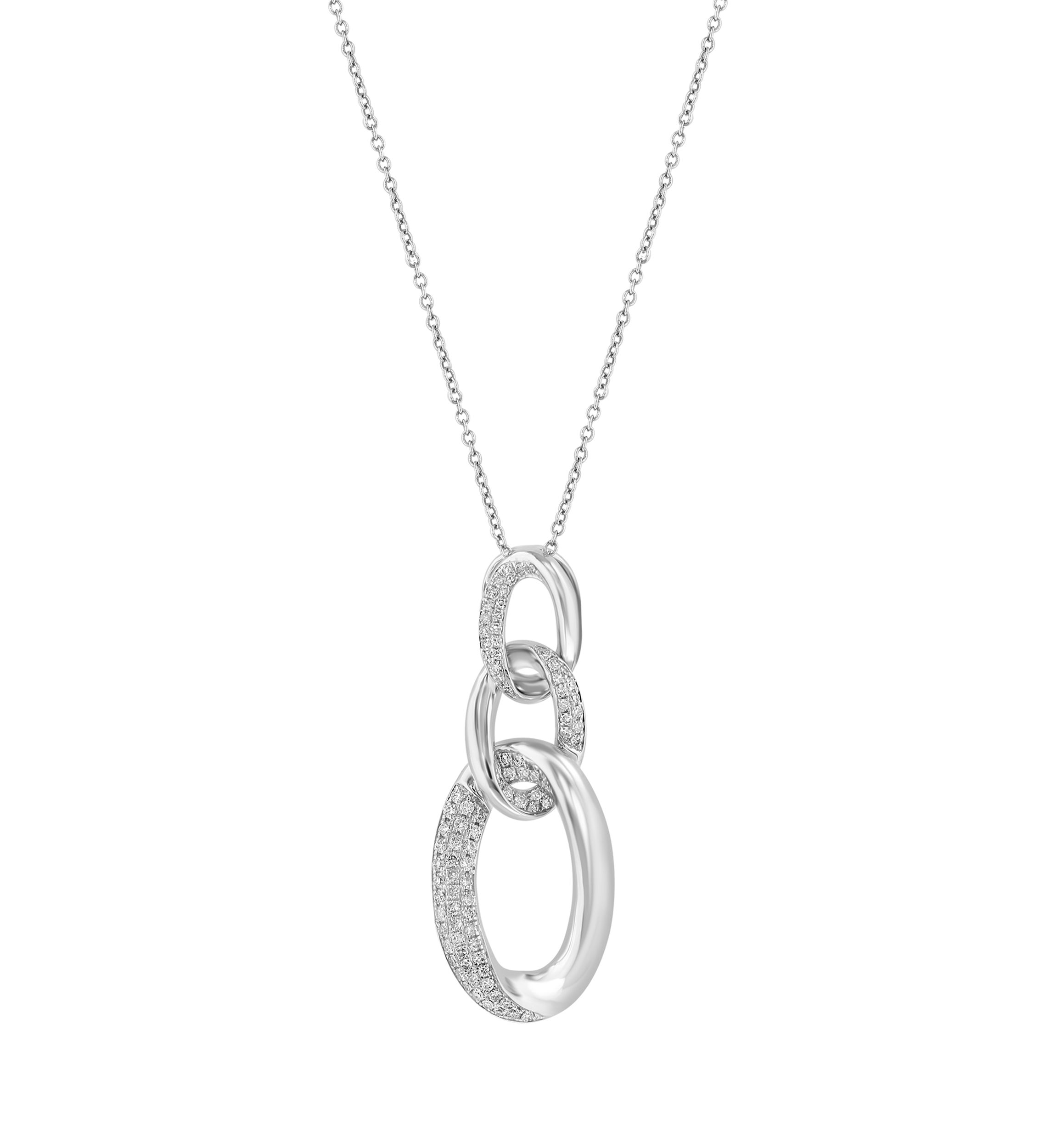 1/2 ct. t.w. Diamond Chain Link Pendant Necklace in Sterling Silver