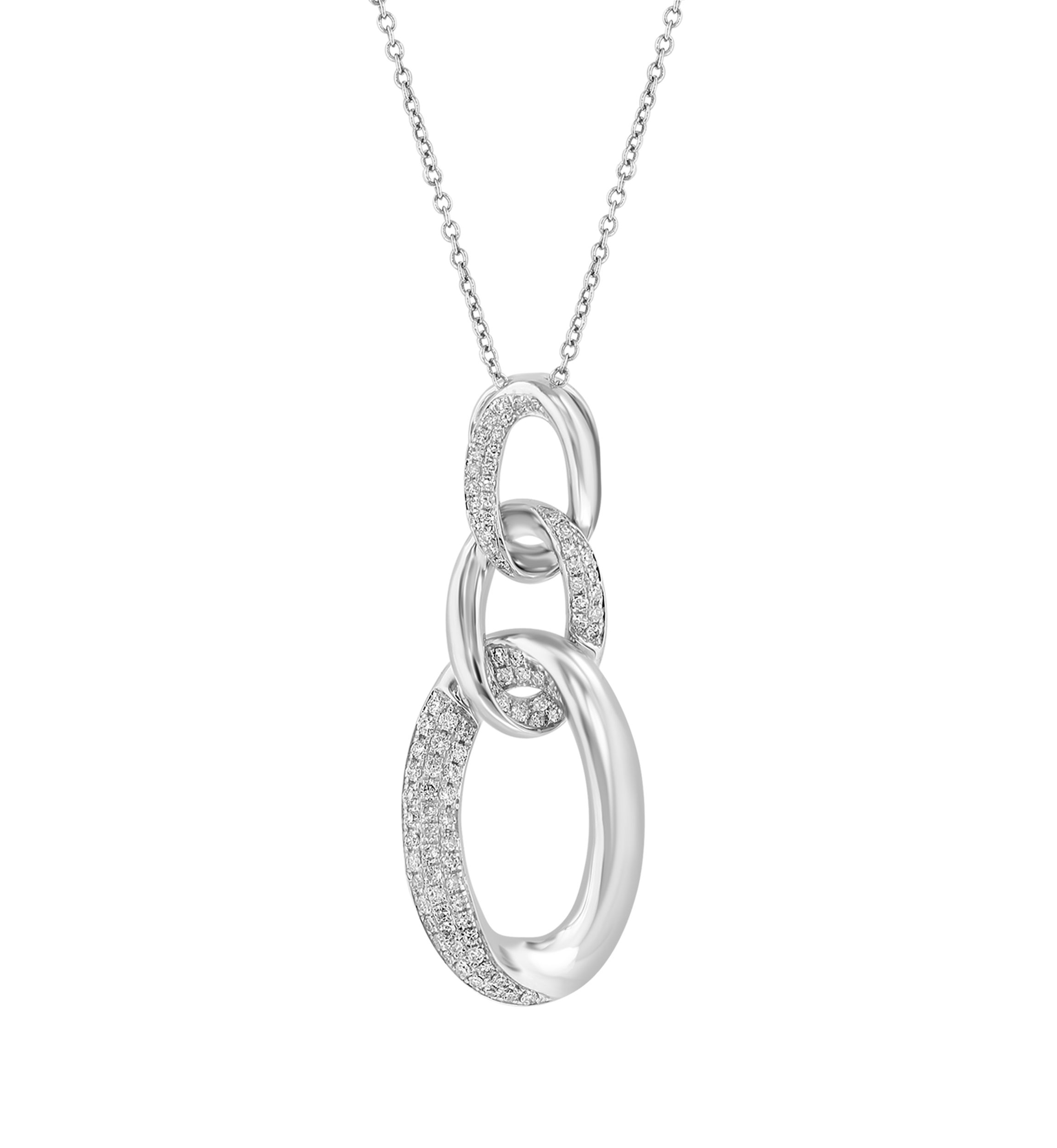 1/2 ct. t.w. Diamond Chain Link Pendant Necklace in Sterling Silver