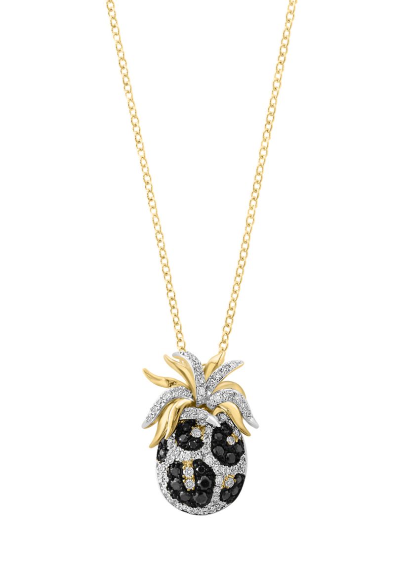 3/8 ct. t.w. Diamond, Black Diamond, Espresso Diamond Pendant Necklace in 14K Yellow Gold