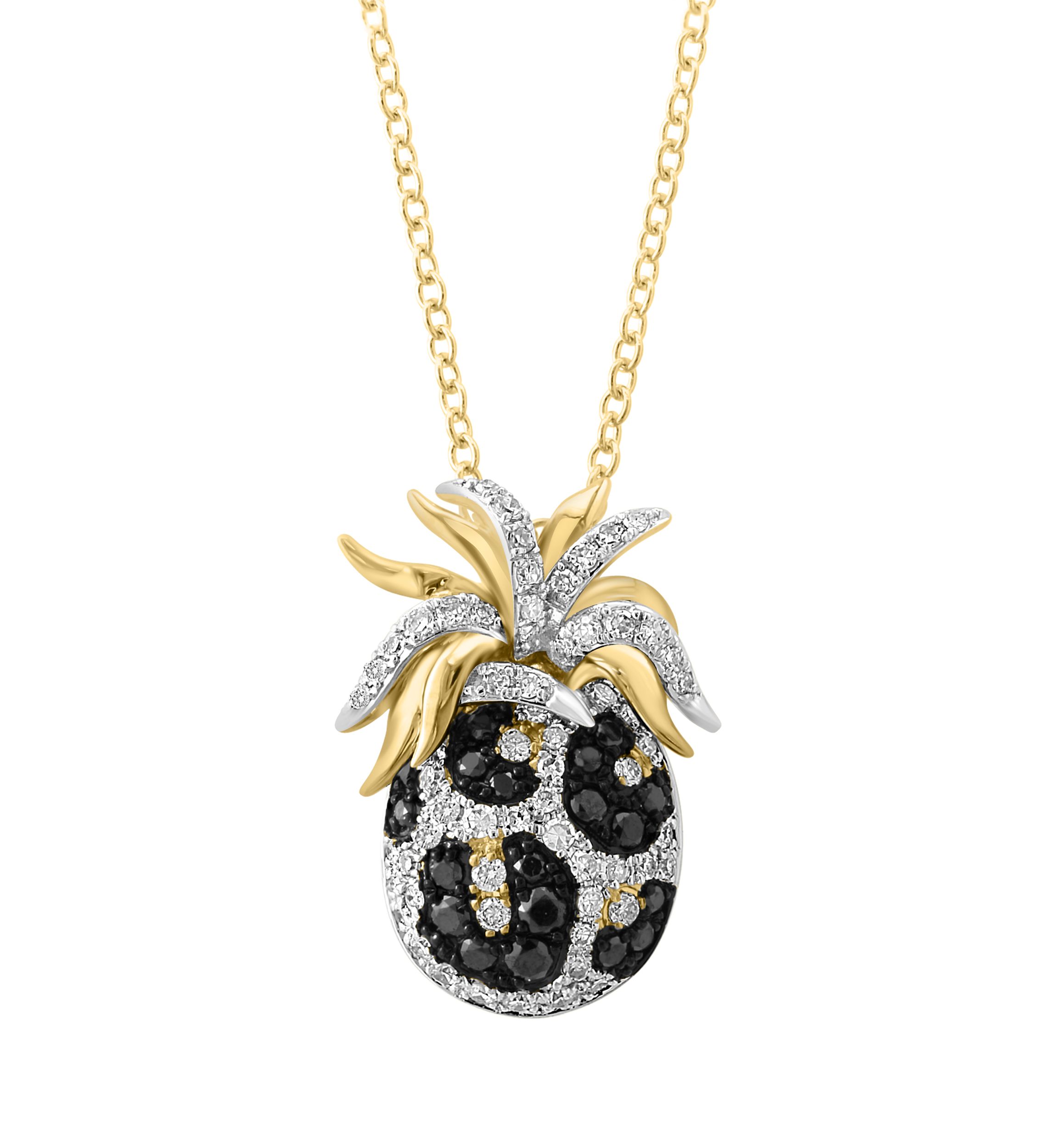3/8 ct. t.w. Diamond, Black Diamond, Espresso Diamond Pendant Necklace in 14K Yellow Gold