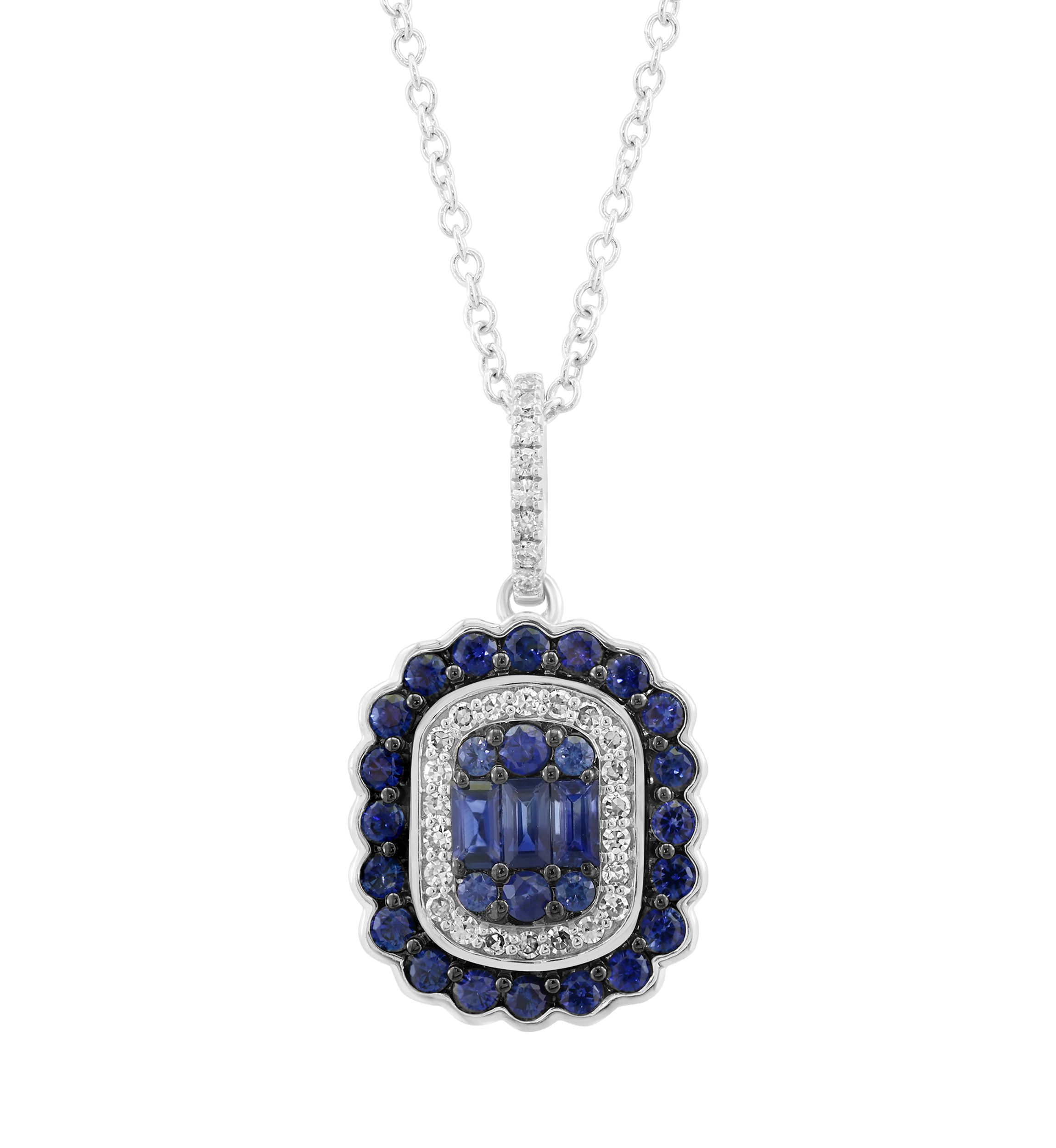 1/10 ct. t.w. Sapphire, 3/4 ct. t.w. Diamond Pendant in 14K White Gold