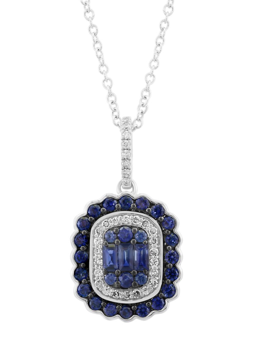 1/10 ct. t.w. Sapphire, 3/4 ct. t.w. Diamond Pendant in 14K White Gold